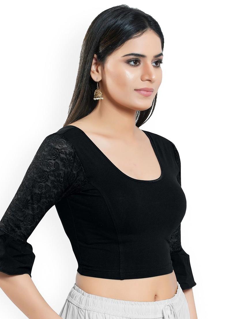 Round Neck Non Padded Stretchable Saree Blouse