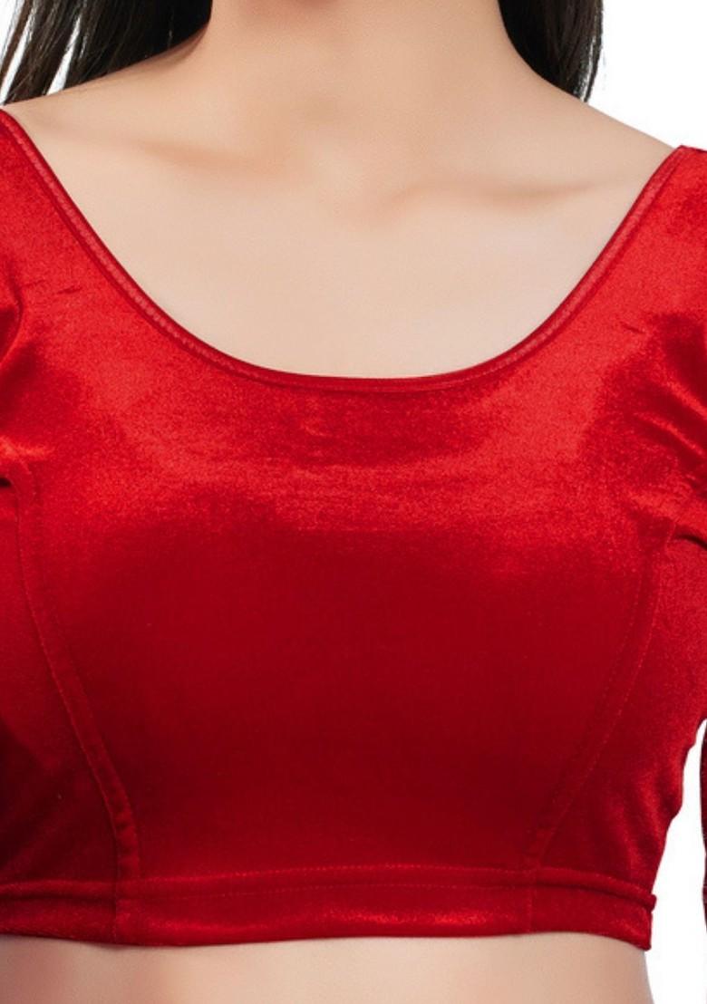 Velvet Round Neck Non Padded Saree Blouse