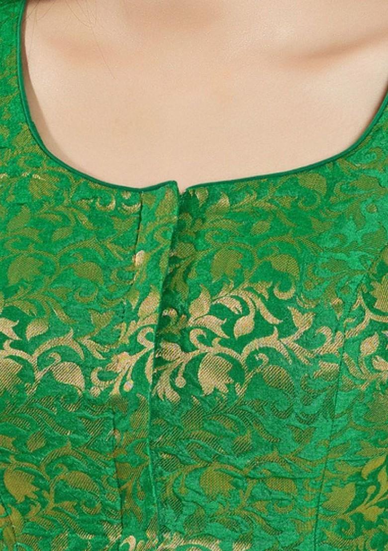 Woven Design Brocade Round Neck Padded Saree Blouse