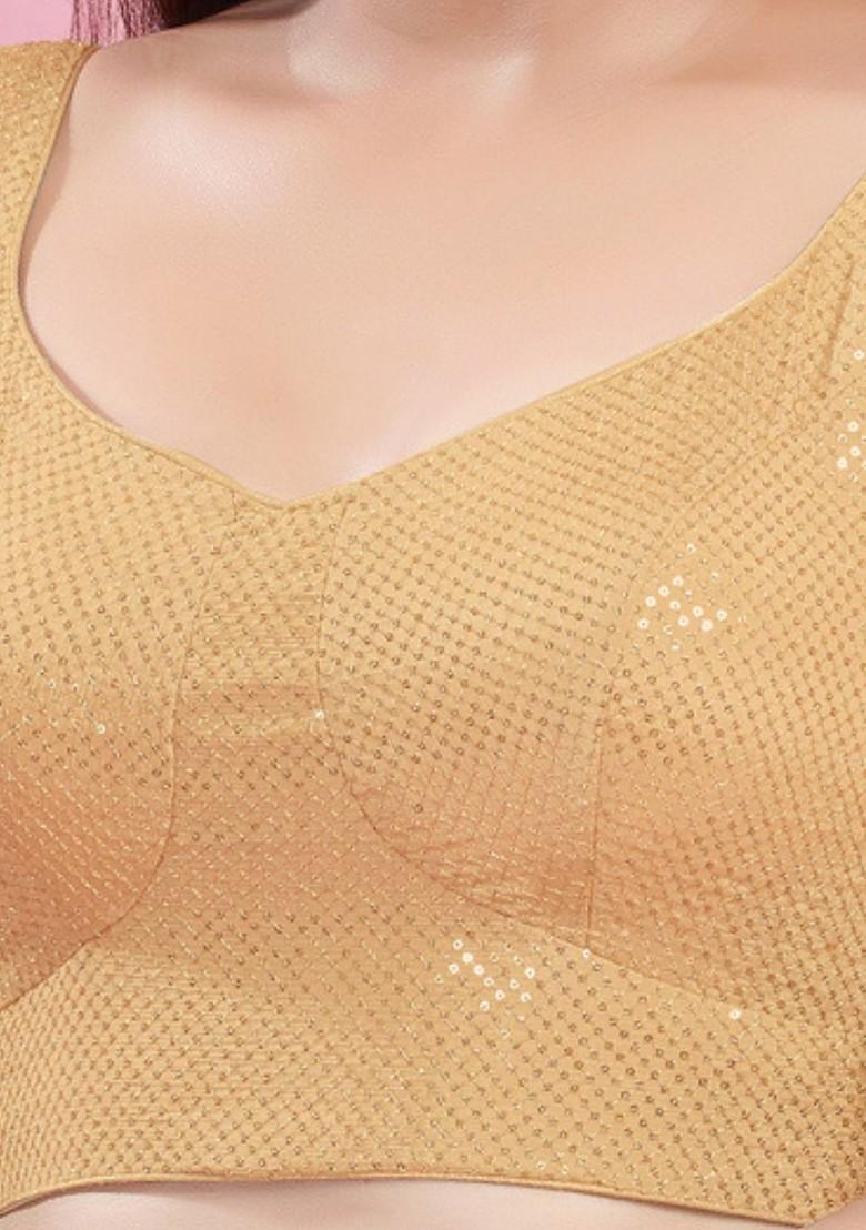 Embellished Silk U Neck Padded Saree Blouse