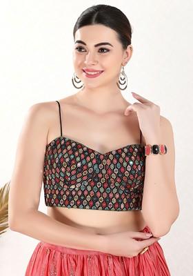 Gotta Patti Embroidered Sweetheart Neck Padded Saree Blouse