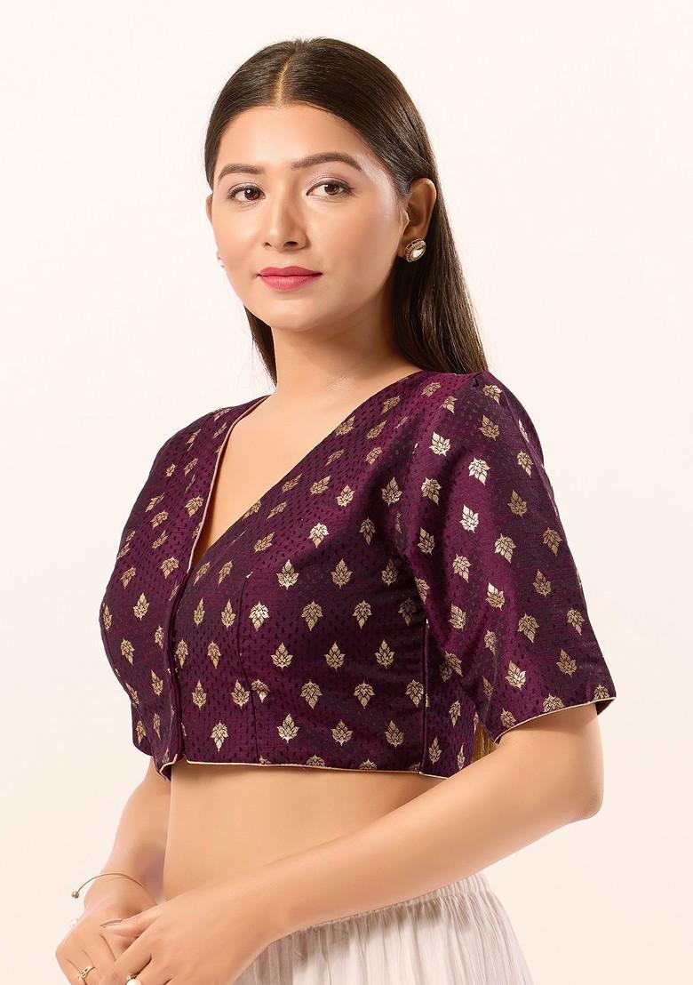 Women V Neck Padded Saree Blouse