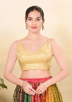 Women Round Neck Padded Saree Blouse