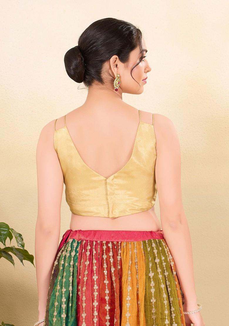 Women Round Neck Padded Saree Blouse