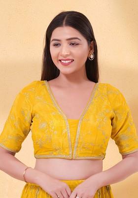 Women V Neck Padded Saree Blouse