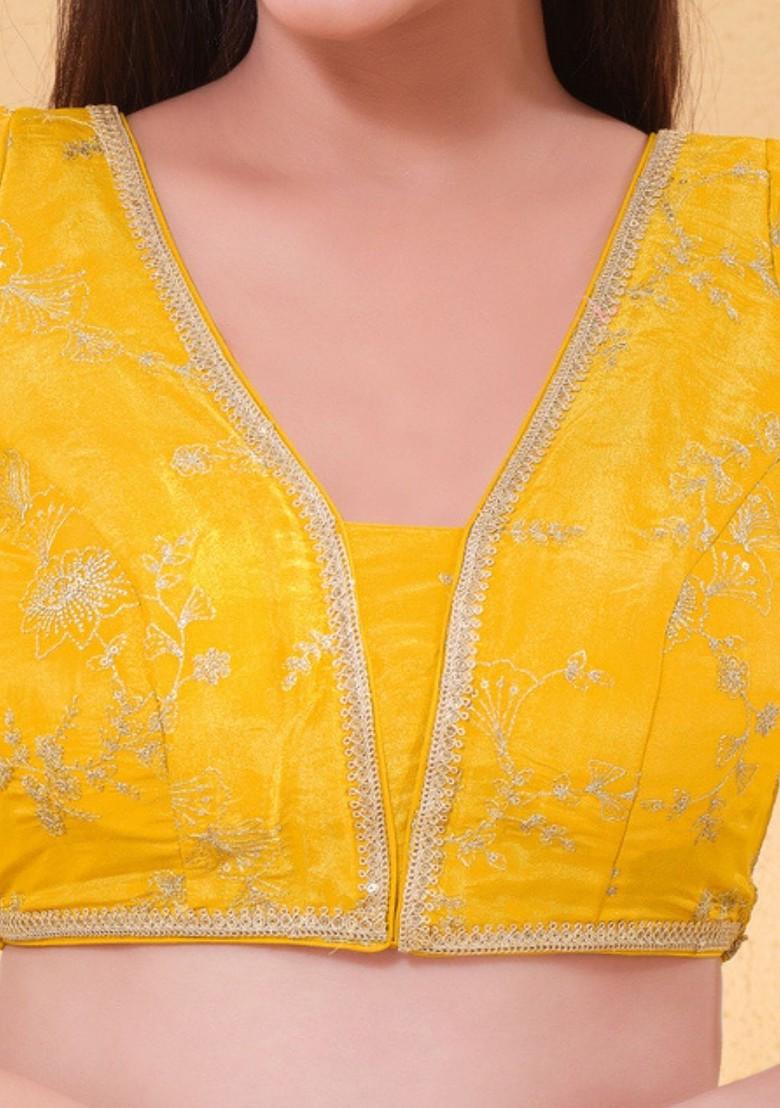 Women V Neck Padded Saree Blouse