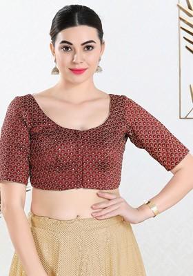 Women Round Neck Padded Saree Blouse