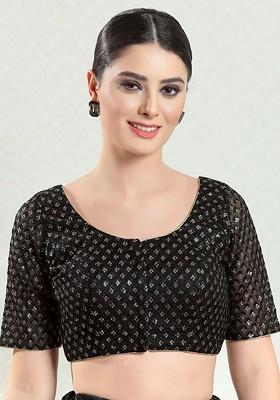 Women Round Neck Padded Saree Blouse