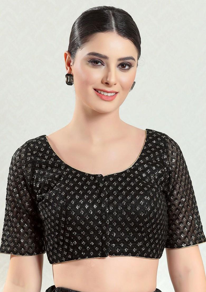 Women Round Neck Padded Saree Blouse