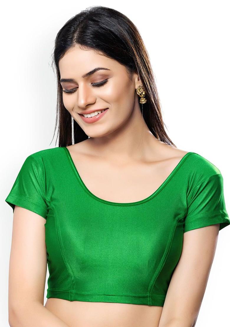 Round Neck Short Sleeves Non Padded Saree Blouse