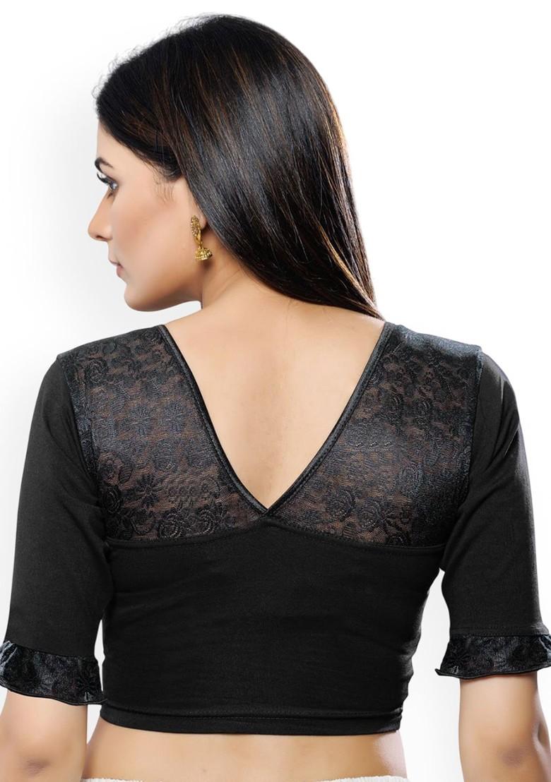 Round Neck Short Sleeves Non Padded Saree Blouse