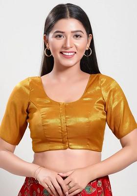 Silk Round Neck Padded Saree Blouse