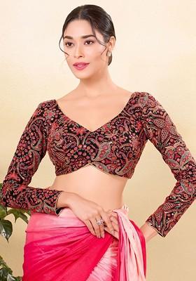 Embroidery Sequinned Silk Sweetheart Neck Padded Saree Blouse