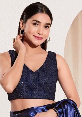 V Neck Padded Saree Blouse