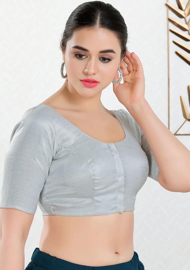 Silk Round Neck Padded Saree Blouse