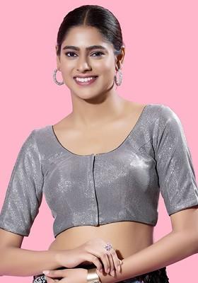 Women Round Neck Padded Saree Blouse