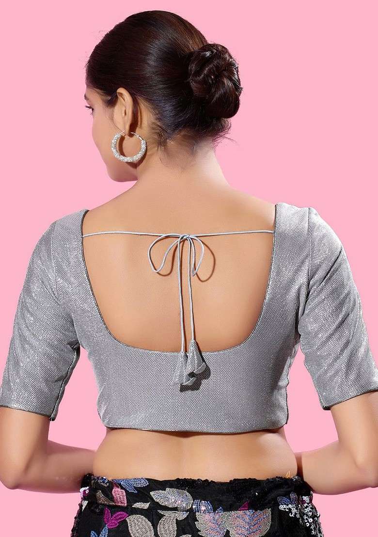 Women Round Neck Padded Saree Blouse - Indya