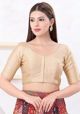 Silk Round Neck Padded Saree Blouse