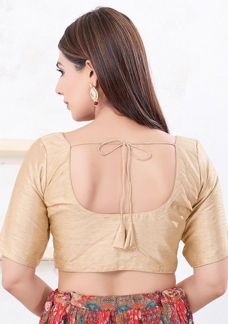 Silk Round Neck Padded Saree Blouse