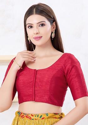 Silk Round Neck Padded Saree Blouse