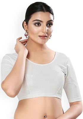 Round Neck Non Padded Stretchable Saree Blouse