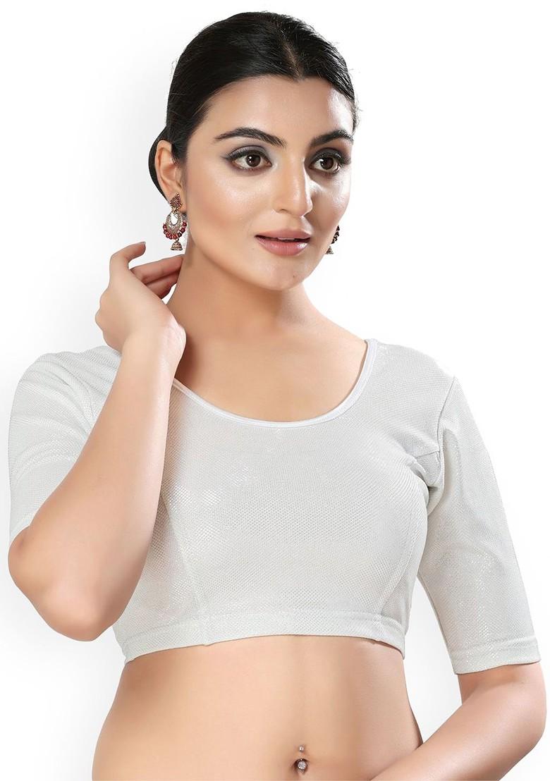 Round Neck Non Padded Stretchable Saree Blouse