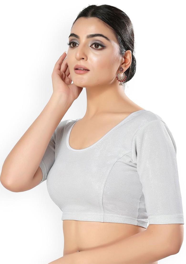 Round Neck Non Padded Stretchable Saree Blouse