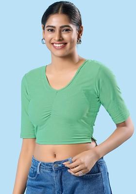 U Neck Non Padded Saree Blouse