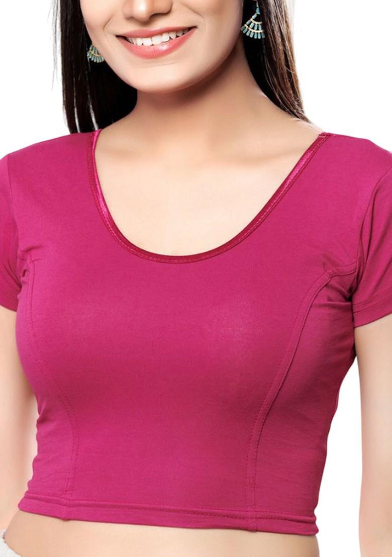 Round Neck Non Padded Stretchable Saree Blouse