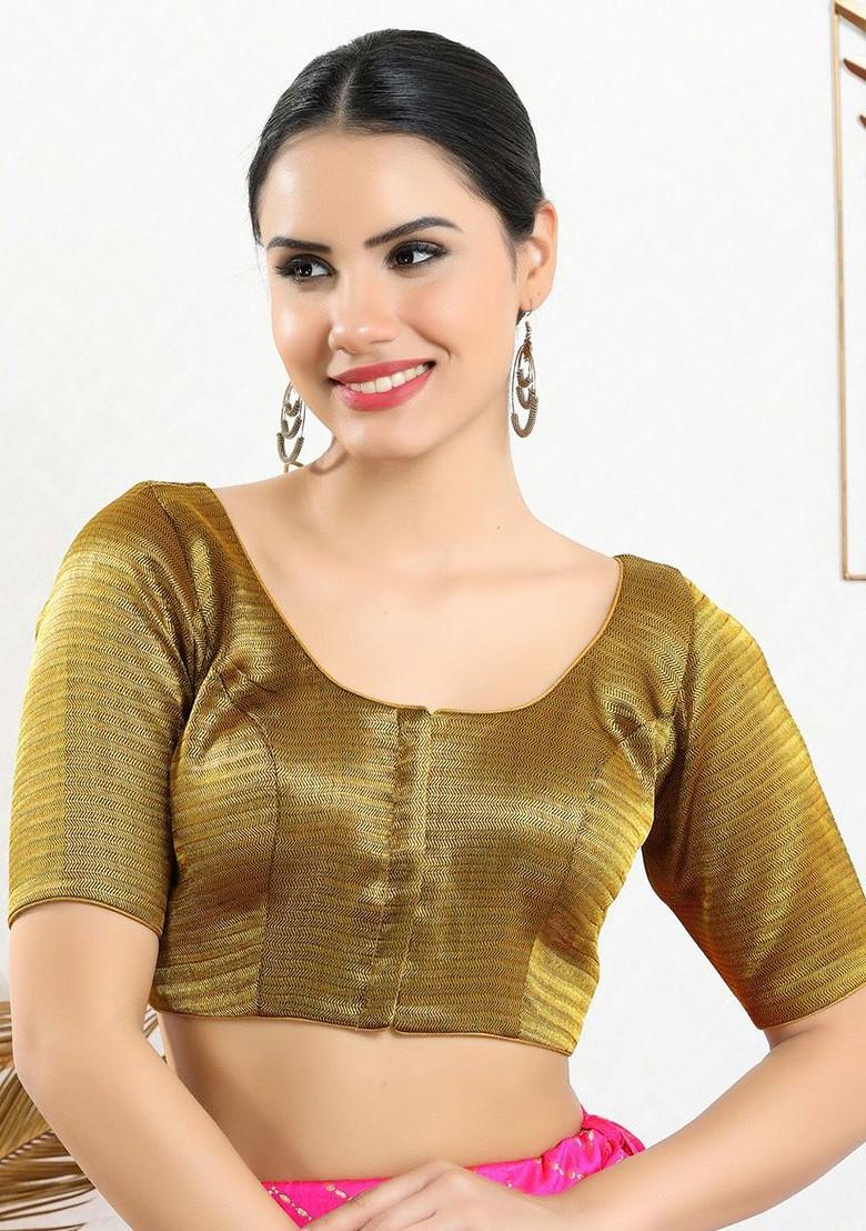 Women Round Neck Padded Saree Blouse