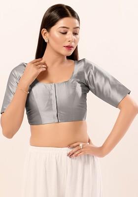 Women Round Neck Padded Saree Blouse