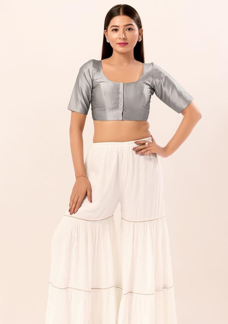 Women Round Neck Padded Saree Blouse