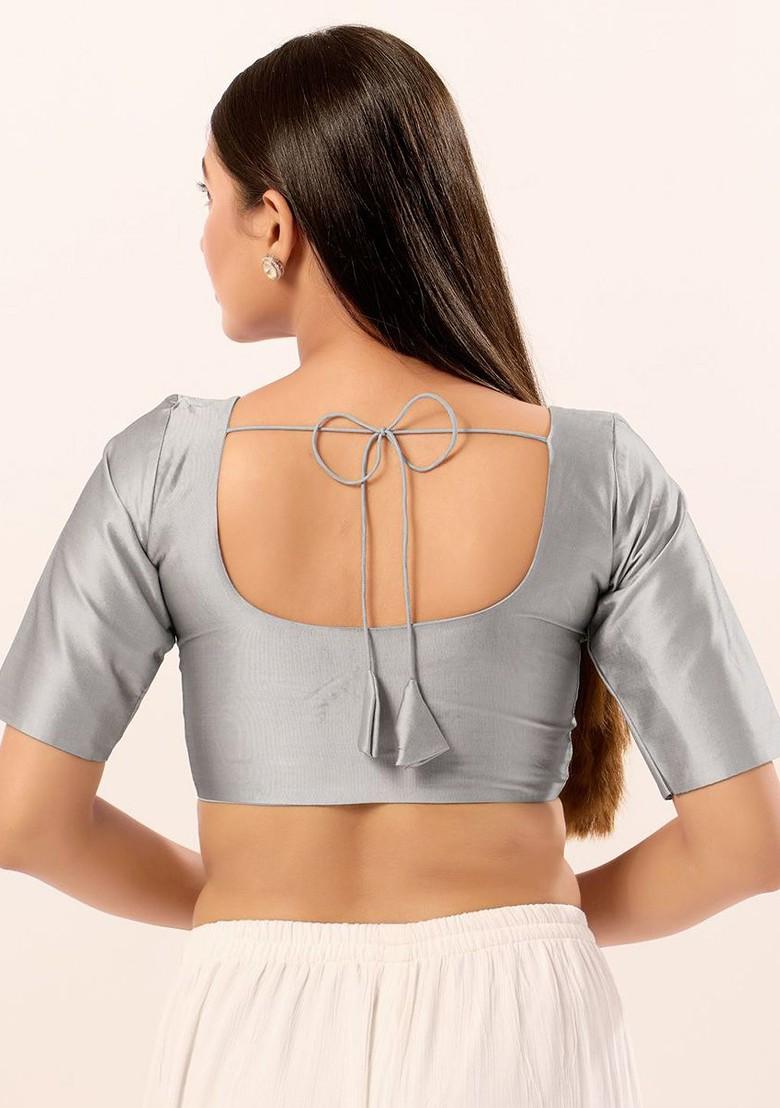 Women Round Neck Padded Saree Blouse