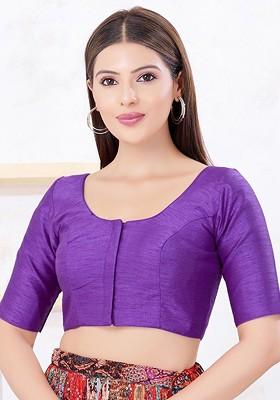 Silk Round Neck Padded Saree Blouse