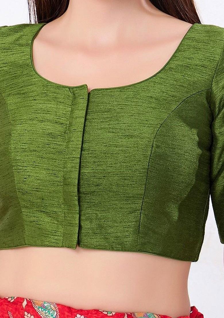 Dupion Silk Round Neck Padded Saree Blouse