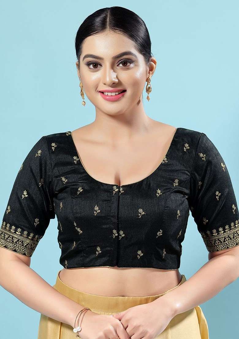 Round Neck Saree Blouse - Indya
