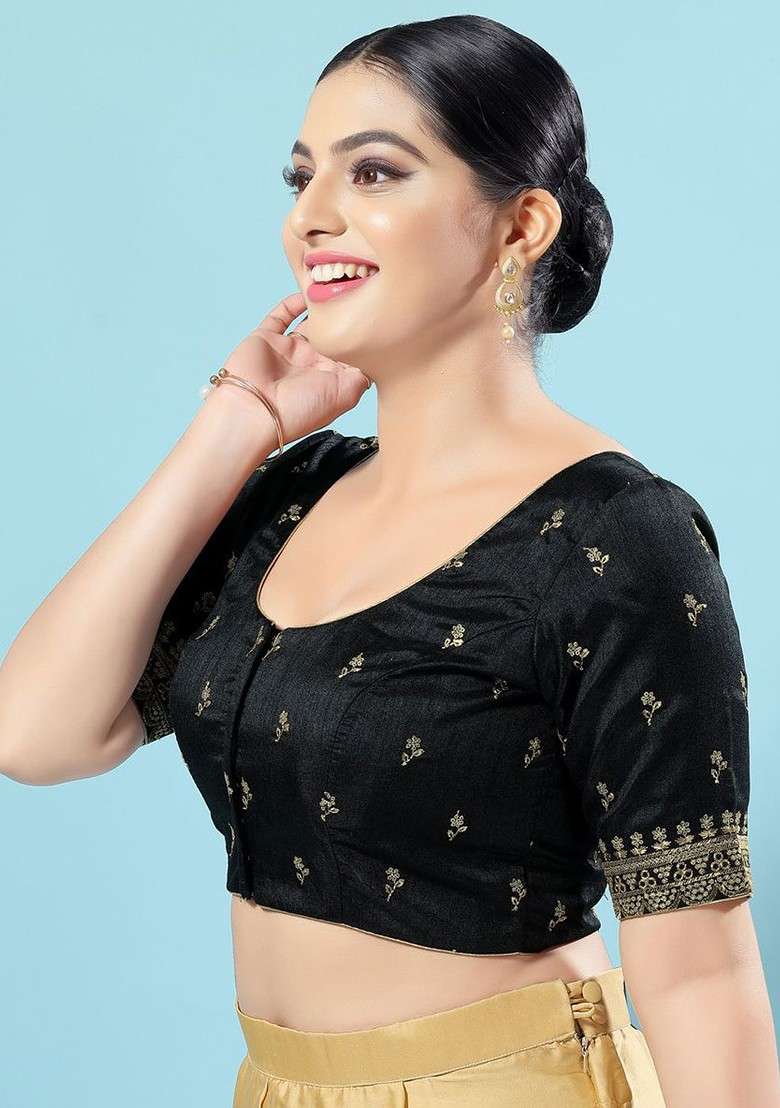 Round Neck Saree Blouse - Indya