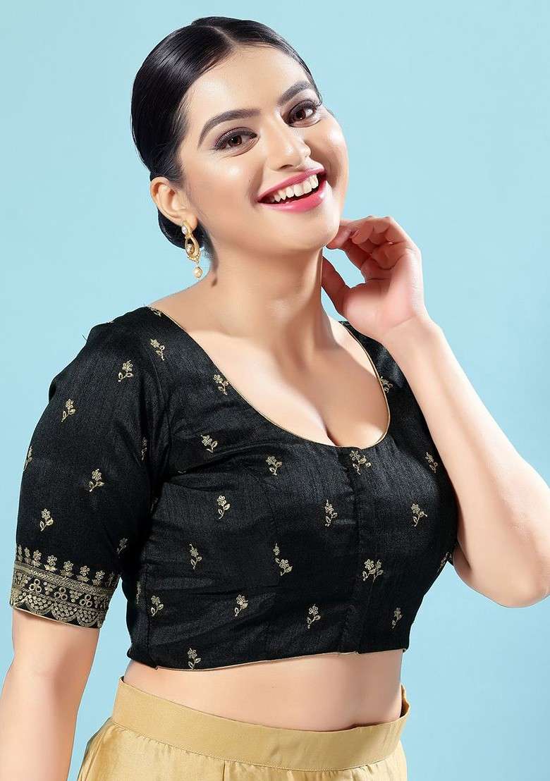 Round Neck Saree Blouse - Indya