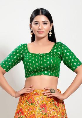 Women Round Neck Padded Saree Blouse