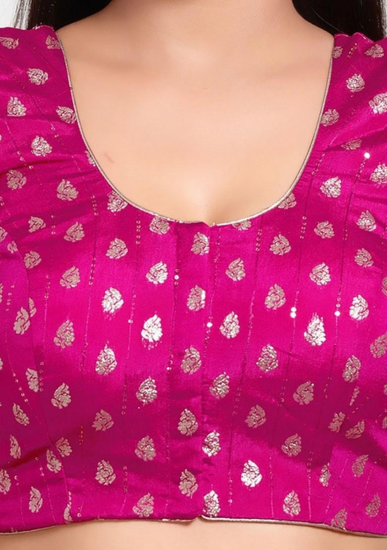 Women Round Neck Padded Saree Blouse