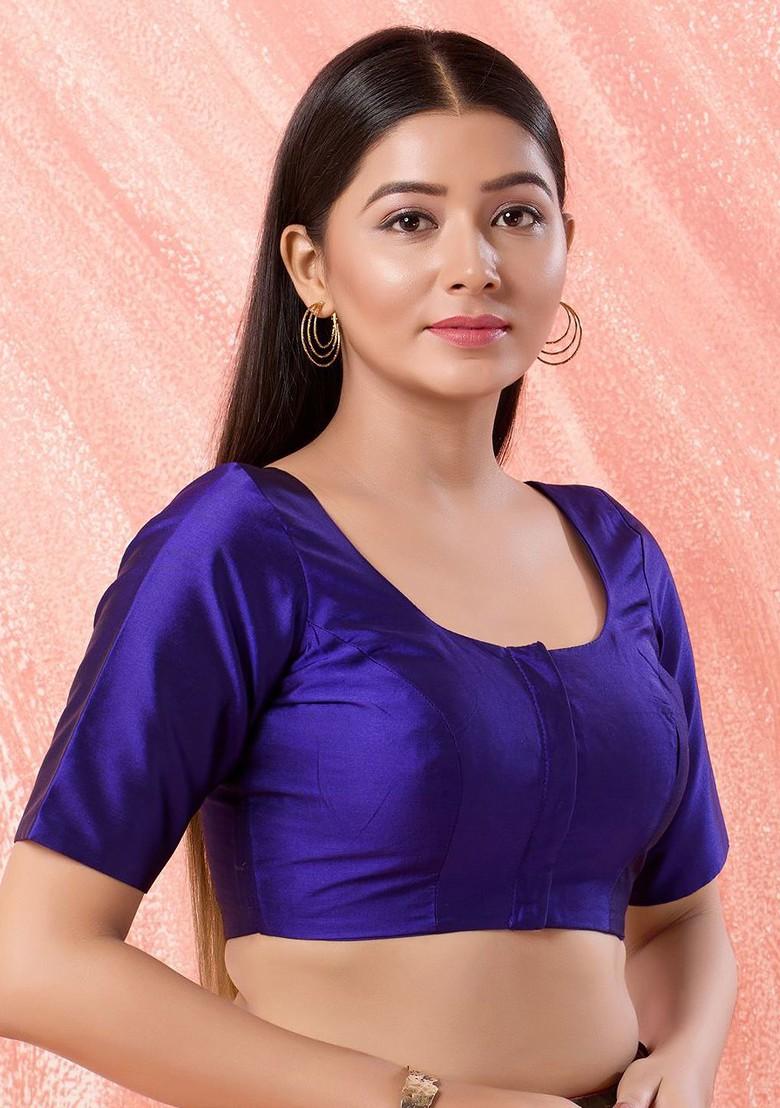 Women Round Neck Padded Saree Blouse