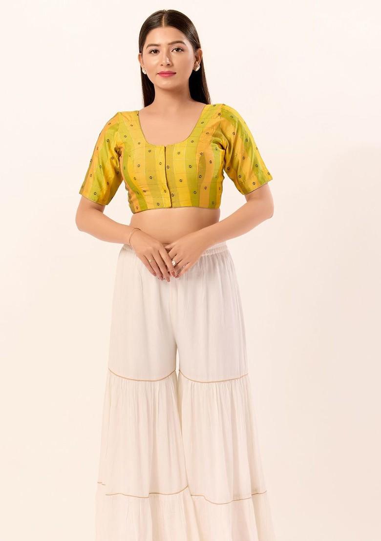 Women Round Neck Padded Saree Blouse