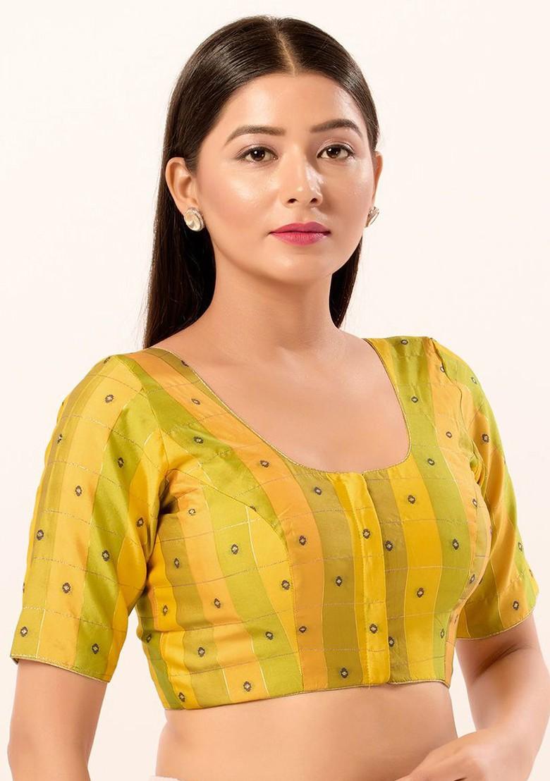 Women Round Neck Padded Saree Blouse