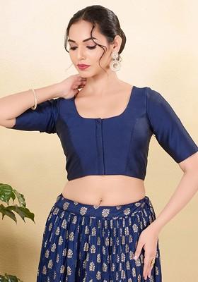 Women Round Neck Padded Saree Blouse