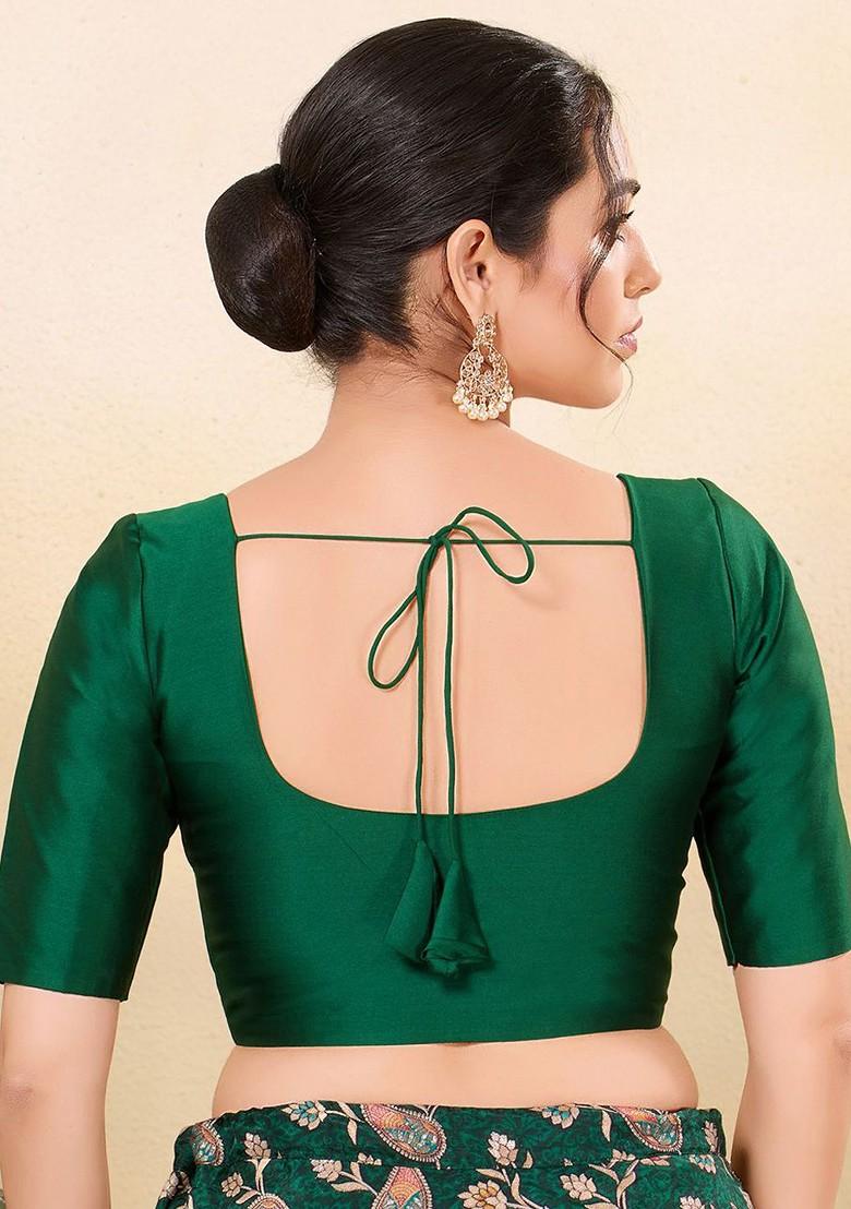Women Round Neck Padded Saree Blouse