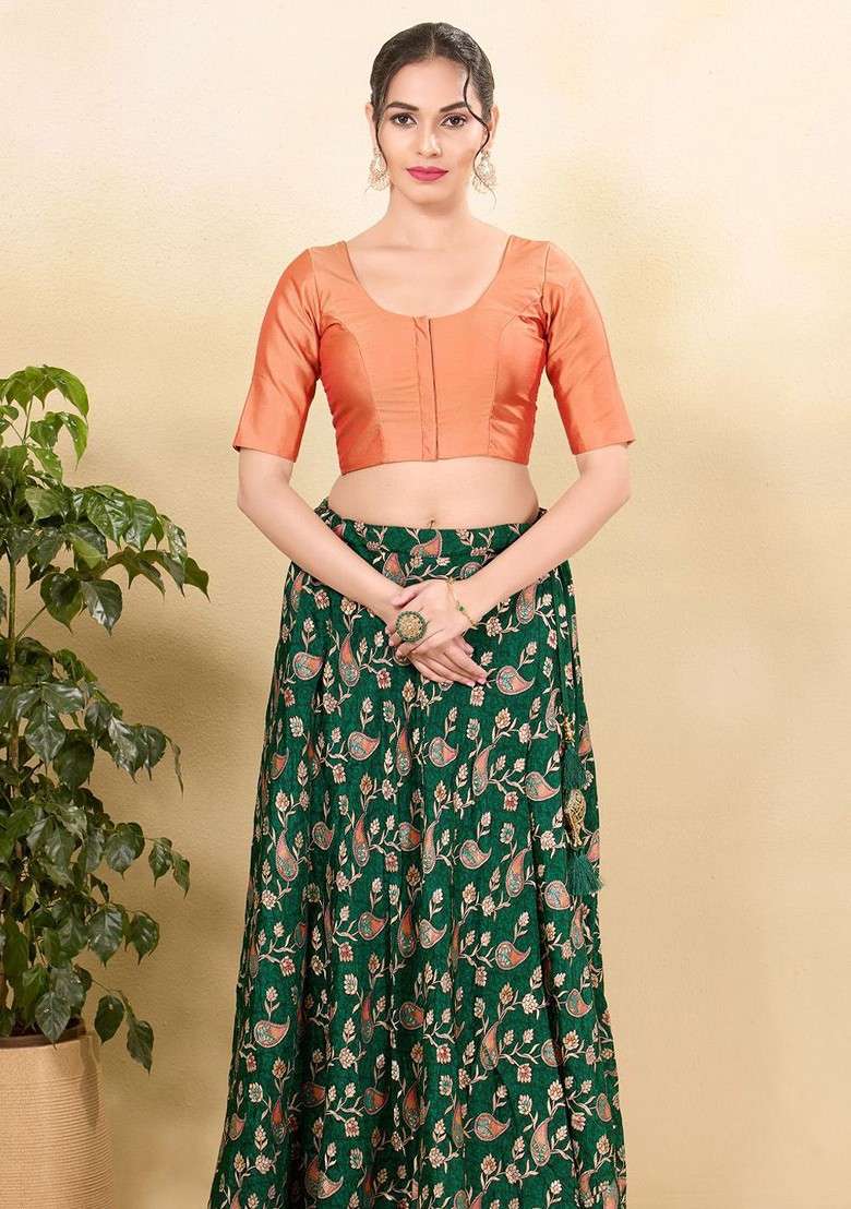 Women Round Neck Padded Saree Blouse - Indya