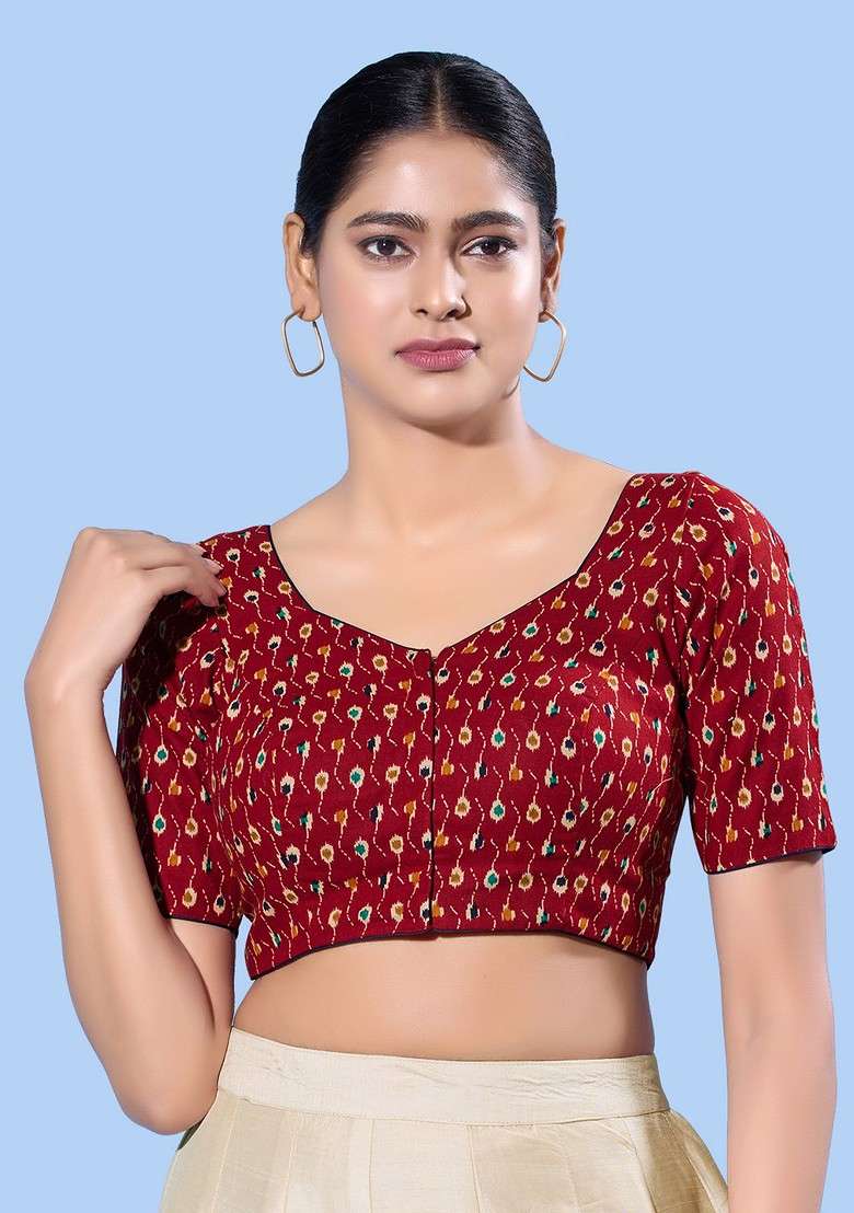 Women Sweetheart Neck Padded Saree Blouse - Indya