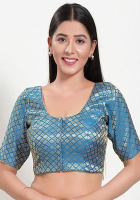 Women Round Neck Padded Saree Blouse