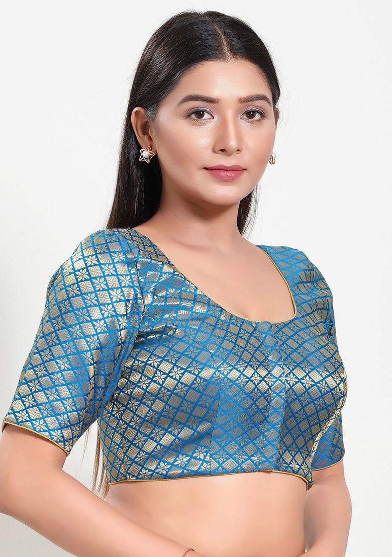 Women Round Neck Padded Saree Blouse