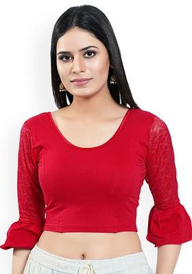 Round Neck Non Padded Stretchable Saree Blouse